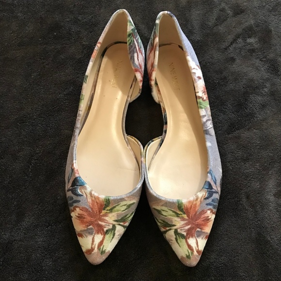 Nine West Shoes - Nine West Velvet Floral Flats Half D'Orsays 10